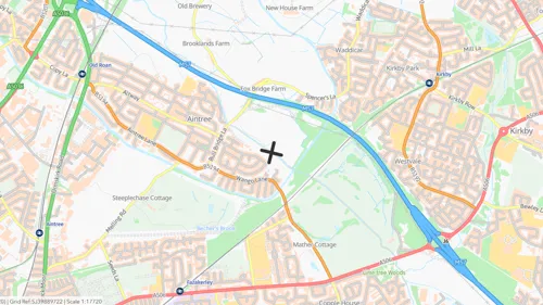 Map of Alt Weir, Aintree Village