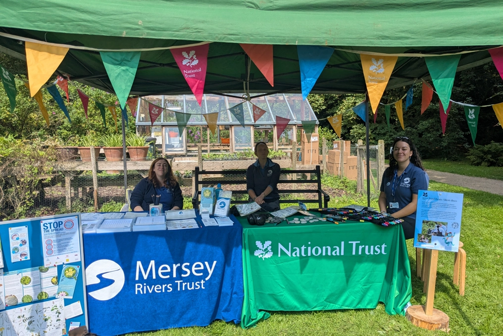 Mersey Rivers Trust engagement stand at Hare Hill